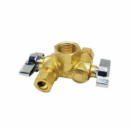 THRIFCO PLUMBING 1/2 Inch FIP x 3/8 Inch Comp x 3/8 Inch Comp Dual Outlet Shut Off Angle Stop 4406681